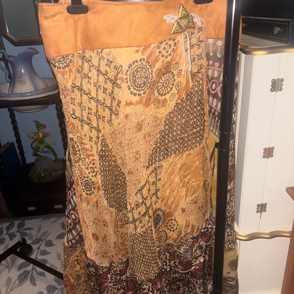 Vintage A-Line Skirt - Orange and Brown Patchwork - Picture 2 of 6
